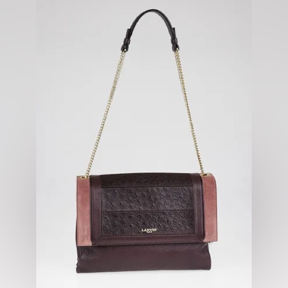 Lanvin Handbags - LANVIN | Burgundy Patchwork Calf Leather Medium Sugar Shoulder Bag